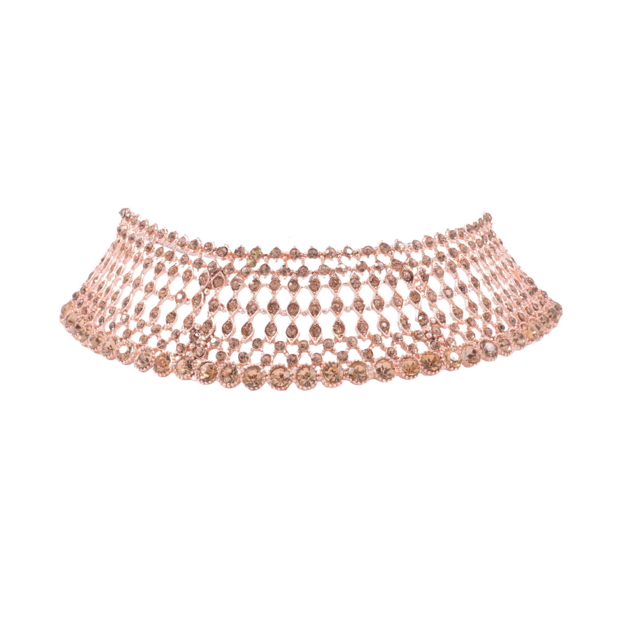 Sparkling Stone Choker Necklace Set with Earrings & Maang Tikka - Image 2