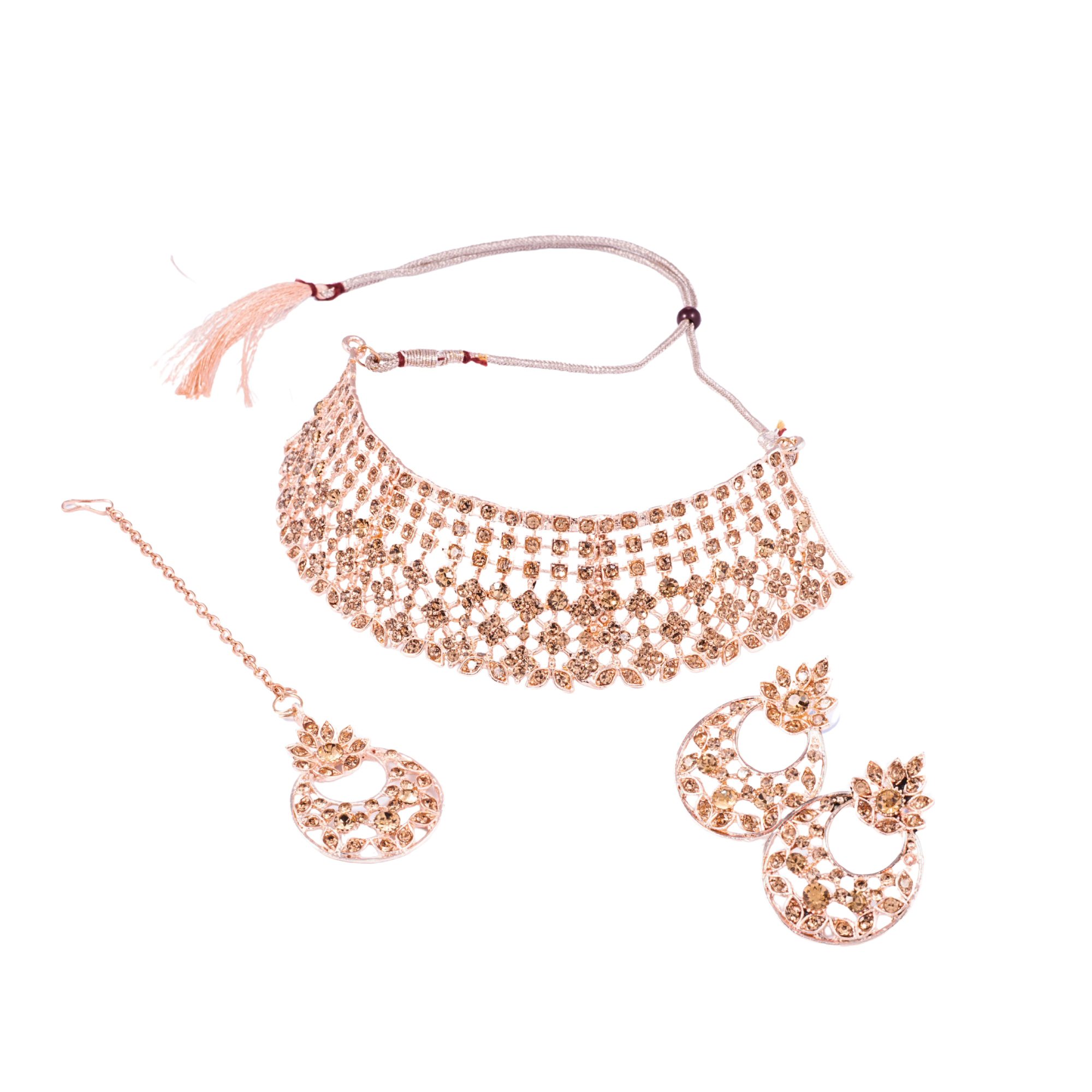 Elegant Gold-Plated Floral Choker Necklace Set - Image 5