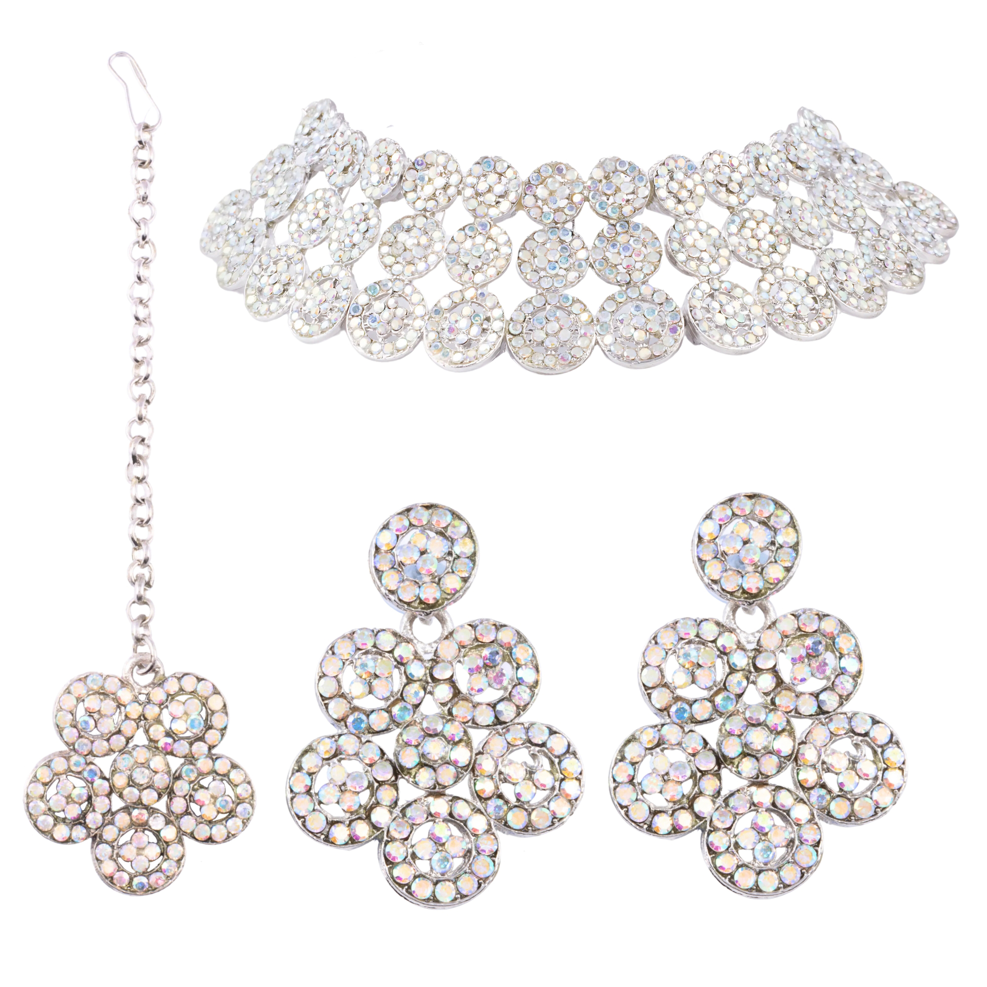 Sparkling Crystal Stone Choker Jewellery Set - Image 6