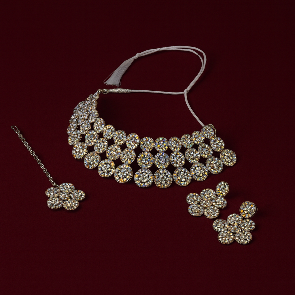 Sparkling Crystal Stone Choker Jewellery Set
