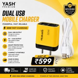 Dual USB Mobile Charger 30W (Yellow)