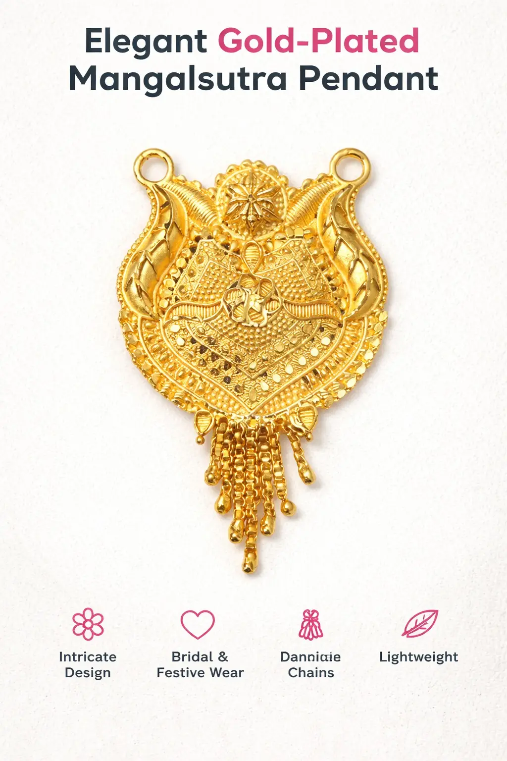 Traditional Gold Plated Designer Mangalsutra Pendant for Women | Fancy Bridal & Festive Wear Pendant - Image 2