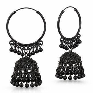 Elegant Black Oxidized Jhumka Hoop Earrings for Women & Girls