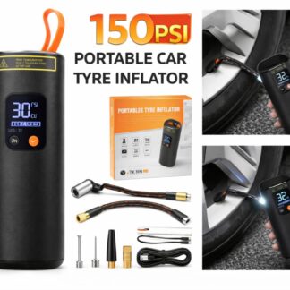 Portable Car Tyre Inflator Air Pump 150 PSI, Digital Display, Auto Shut-Off, Wireless Air Compressor with LED Light for Car, Bike, Cycle & Balls
