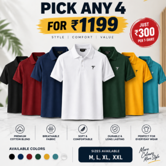 Buy 4 at 1199 Tuchtyle Faessone Men’s Premium Polo T-Shirt Combo – Classic Fit Size