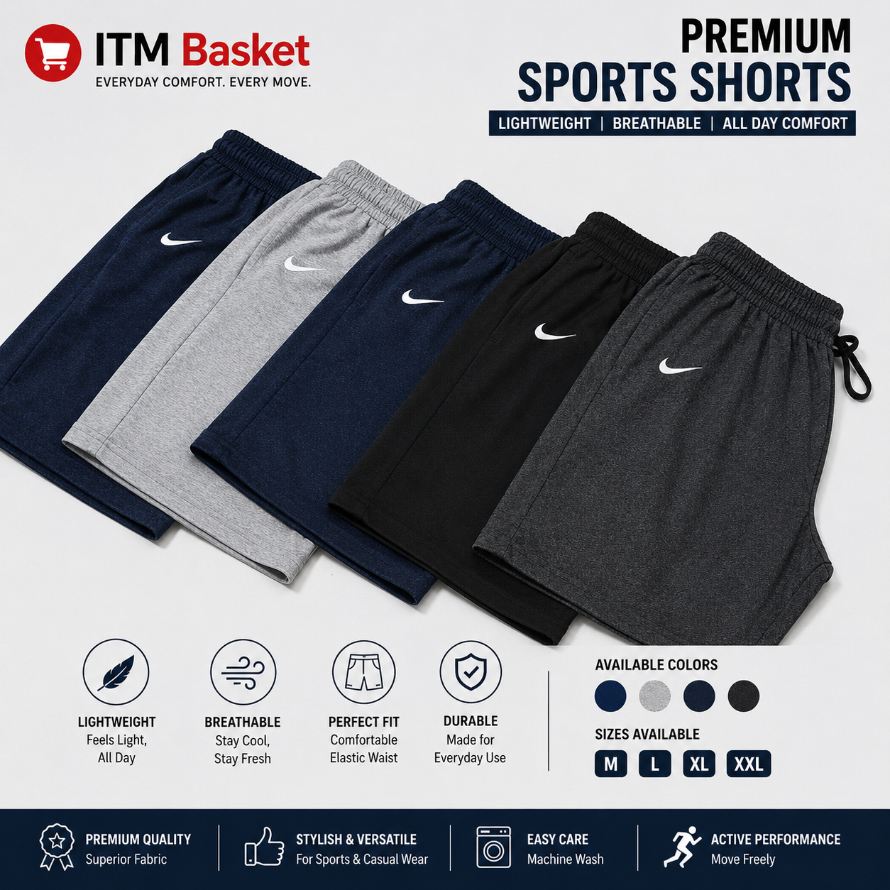 Men's Premium Casual Shorts Combo Pack of 4 | Comfortable Elastic Waist | Sizes M L XL XXL