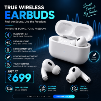 Premium Wireless Bluetooth Earbuds with Charging Case | Bluetooth 5.3 | Touch Control | Deep Bass