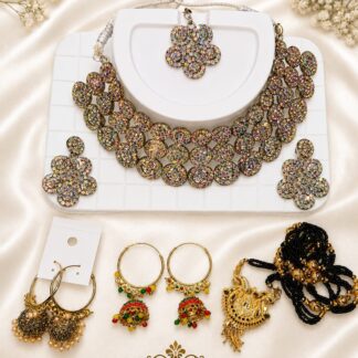 Women's Premium Ethnic Jewellery Combo Set | Necklace, Earrings, Maang Tikka, Bangles & Mangalsutra