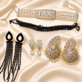 Women's Premium Fashion Jewellery Combo Set | Choker Bracelet, Earrings & Statement Accessories