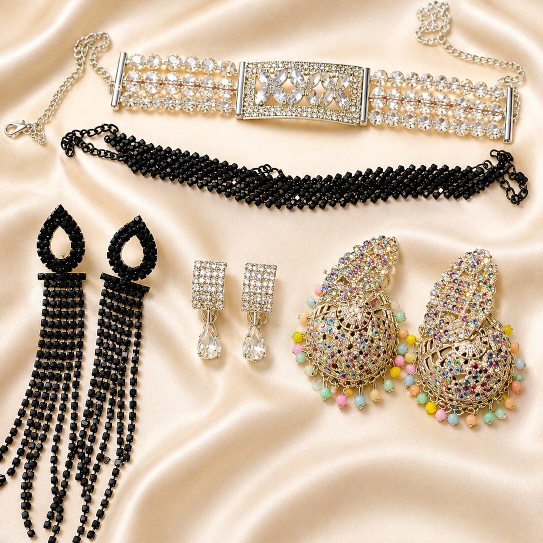 Women's Premium Fashion Jewellery Combo Set | Choker Bracelet, Earrings & Statement Accessories